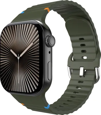 Produktbild von Cazy Uhrenarmband geeignet für Apple Watch Band (ActiveFlex) – Smartwatch-Armbänder – Universelles Armband geeignet für Apple Watch 44/45/46/49 mm - Khaki