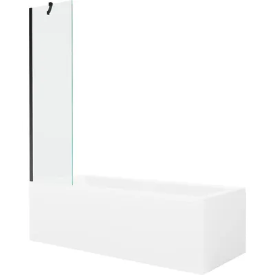 Obrázek produktu pro Mexen Cubik obdélníková vana 150 x 70 cm s pláštěm 1-křídlovou zástěnou 50 cm, Průhledné, Černá - 550315070X9505000070