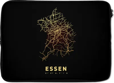 Produktbild von MuchoWow® Laptop Hülle 13 Zoll Karte - Essen - Karte - Gold - Stadtplan Laptoptasche - Laptophülle - Sleeve - Rundumschutz