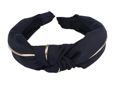 Imagen del producto de Diadema de satén azul con nudo