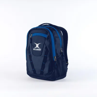 Obrázek produktu pro Sportovní taška Gilbert, model Club V4, barva tmavě modrá (navy), královská modř, rozměry 50x32x14 cm, vhodná pro ragby