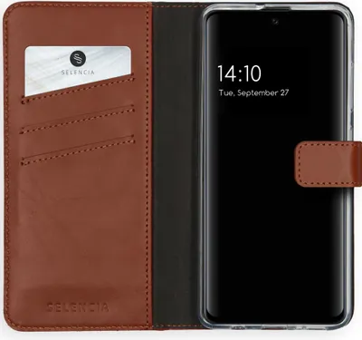 Obrázok produktu pre Selencia Originálne kožené puzdro na knihy pre Samsung Galaxy A51 - svetlohnedé