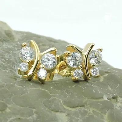 Produktbild von Ohrstecker Ohrring 6x6mm Schmetterling mit 4 Zirkonias 9Kt GOLD