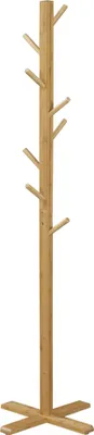 Produktbild von Garderobe Kleiderständer Hutständer, 8 Haken, 49,5 cm x 49,5 cm x 178 cm, Natur