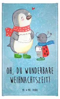 Produktbild von Mr. & Mrs. Panda Baumwollhandtuch Smörle Winterzeit - Eisblau - Geschenk, Frotteetuch, Kleines Handtuch, Weihnachtszeit, Weihnachten Grüße, badezimmer, gäste wc