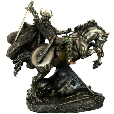 Produktbild von Kampfender Wikinger Reiter Figur Veronese Bronze Stil Dekorative Wikinger Statue Geschenkidee Sammler WU71104A4