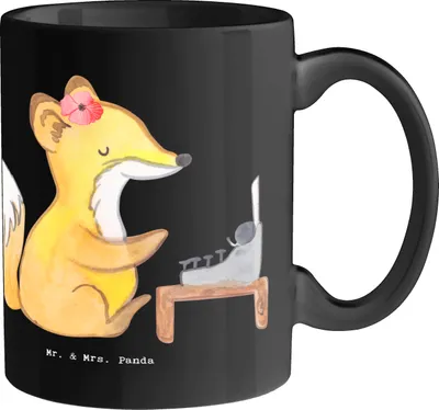 Produktbild von Mr. & Mrs. Panda Tasse Sekretärin Helfer - Schwarz - Geschenk, mit Spruch, Geschenke für Berufstätige, Dank, Beruf, Teetasse, Berufspassion, Becher, Berufsliebe, Pott