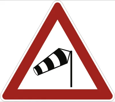 Produktbild von Verkehrsschild VZ117-10, Seitenwind von rechts, Alu, RA2, 630 mm SL
