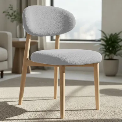 Obrázek produktu pro Sada dvou jídelních židlí - Moderní kuchyňské židle - Polstrované - Dřevěná konstrukce - Minimalistický design - Světlě šedá barva