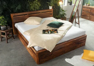 Produktbild von MASSIVMOEBEL24 Bett Sheesham 200x200 walnuss gewachst TORONTO #258