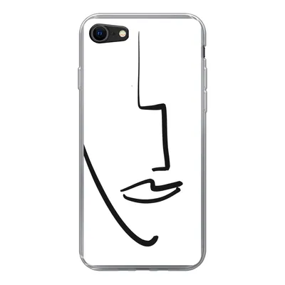 Produktbild von MuchoWow® Handyhülle Schutzhülle Hülle für iPhone 7 Gesicht - Frau - Minimalismus Silikon Softcase Handy Hülle - Kartenhalter