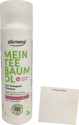 Produktbild von Alkmene Mein Teebaumöl Antischuppen Shampoo (200ml Flasche) + usy Block