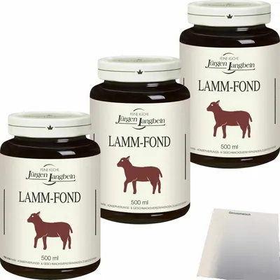 Produktbild von Jürgen Langbein Lamm Fond 3er Pack (3x500ml Glas) + usy Block