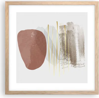 Produktbild von Gerahmtes Poster - Rahmen in heller Eiche - Abstraktion Boho Stück - 40x40 cm - Wand Bild - Wanddeko - Wandbilder - Kunstposter - Wandposter - Bilderrahmen - Bilder - Kunstdruck - P2NAC40x40-4811
