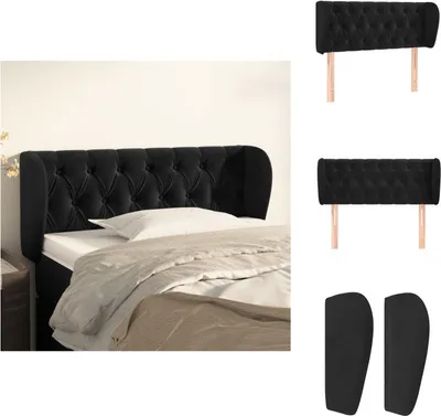 Produktbild von vidaXL Kopfteil mit Ohren Schwarz 103x23x78/88 cm Samt -  Kopf- & Fußenden