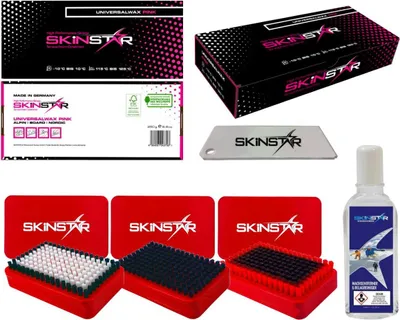 Immagine prodotto di Set iniziale SkinStar da 6 pezzi, 3 spazzole, lama raschietto, solvente per sciolina Snow Wax