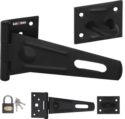 Zdjęcie produktu dla KOTARBAU® zamek zasuwkowy 150x45mm z klódka Stal malowana proszkowo na czarno Zamek zabezpieczajacy Haspe Zatrzask bramy Zatrzask bramy Zatrzask bramy Zatrzask bramy Zamykany mechanizm blokujacy