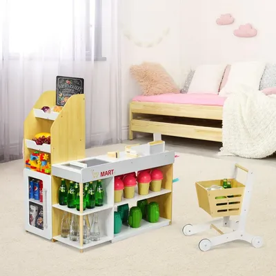 Produktbild von Supermarkt-Spielset für Kinder mit Einkaufswagen und Registrierkasse