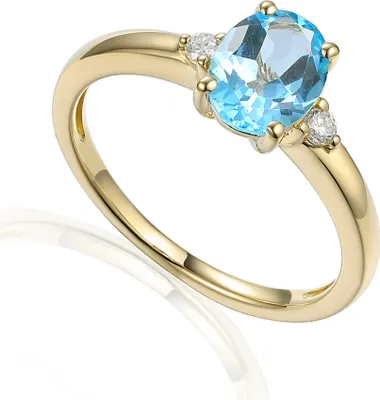 Produktbild von 585er Gelbgold Damenring mit Blautopas 1,41ct. und Brillanten 0,08ct. Gr. 54