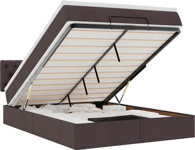 Image de vidaXL Lit ottoman avec matelas brun foncé 140x190 cm Tissu