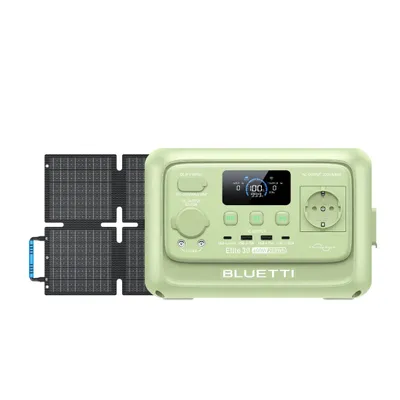 Produktbild von BLUETTI Elite 30 V2 + 60W Solarpanel Solarspeicher 288Wh Tragbare Powerstation Solargenerator Akku für Home-Backup/Notstrom/Camping/Notfall - Grün