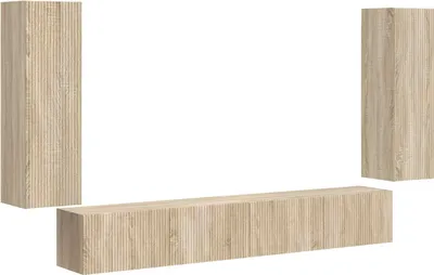 Immagine prodotto di vidaXL Set di mensole da parete per TV, 4 pezzi, legno impiallacciato effetto noce Sonoma