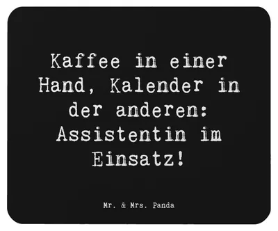 Produktbild von Mr. & Mrs. Panda Mousepad Spruch Assistentin im Einsatz - Schwarz - Geschenk, laptop mauspad, Mouse Pad, Assistentinnen Alltag, Berufsalltag, computer, Berufe, Beruf