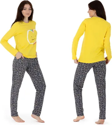 Produktbild von Schlafanzug Pyjama langarm- Apple - Gelb