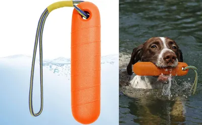 Produktbild von Hundespielzeug Dummy Schwimm Spielzeug für Hunde Wasser Hundetrainig Apportieren interaktives Hundespielzeug Hundetraining mit Nylon Seil Orange M-L
