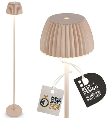 Image de Briloner CHAMP LED Lampadaire sans fil IP44, variateur, tactile, batterie, German Design Award Winner 2025, Beige, Ø19 x 124 cm