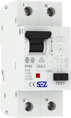 Image de SEZ Interrupteur Fi 25A 300mA 2p 10kA 0090663 Disjoncteur différentiel 5272
