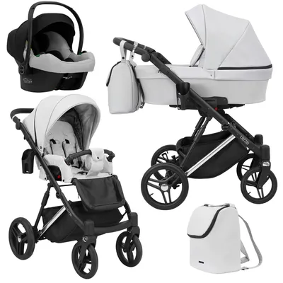 Produktbild von Kunert Lazzio Premium 3-in-1 Kombikinderwagen Aschgrau Eco mit Babyschale, Silber-Rahmen