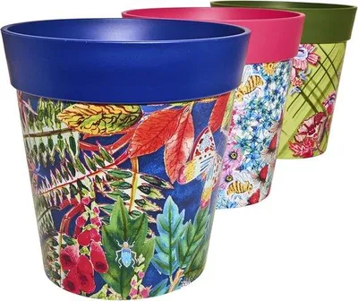 Produktbild von Famanu Blumentöpfe Set 3 Stück 22 cm mit bunten Mustern