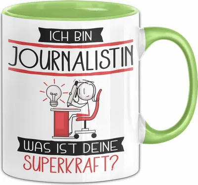 Produktbild von Journalistin Geschenk Tasse Ich Bin Journalistin Was Ist Deine Superkraft Geschenkidee Lustig Geburtstag Weihnachten (Grün)