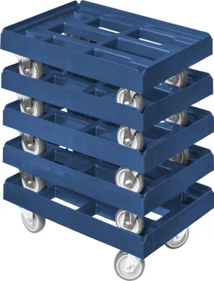 Produktbild von 5 x Stück Transportroller für Kisten 600x400 mm 2 Bock / 2 Lenkrollen Blau