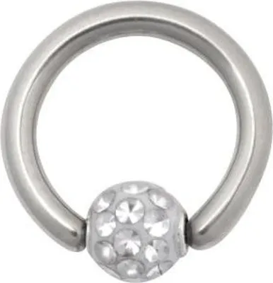 Produktbild von Karisma BCR Intim Lippen Piercing Titan G23 Klemmkugel Mit Kristall Elements 3mm Beschichtet- Weiss CJCR05D3/1,2x8mm