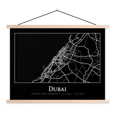 Produktbild von MuchoWow® Textilposter Dubai Stadtplan - Karte 60x45 cm mit holzfarbenen Rahmen - Bild