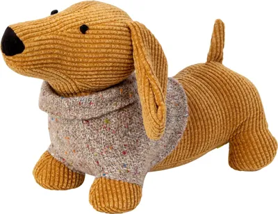 Produktbild von Turstopper - Dackel Hund - orange - mit Pulli - 22 x 31 cm - Tiere