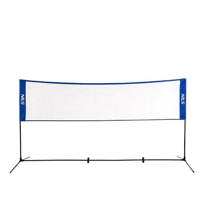 A portable sports net system on a white background.