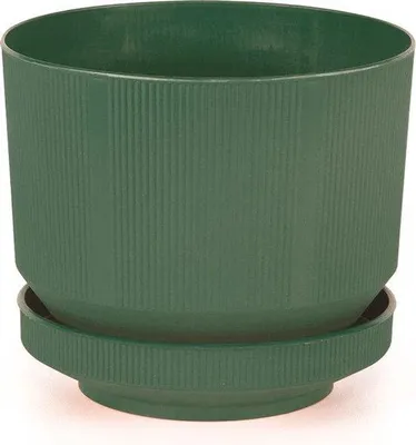 Immagine prodotto di 3 vasi ornamentali verdi con vaschetta, vasi da fiori da 6 litri, verde scuro, 23x19 cm, ideali per fiori colorati