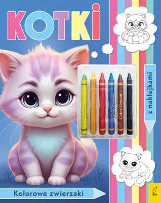 Zdjęcie produktu dla Kotki. Kolorowanka z kredkami
