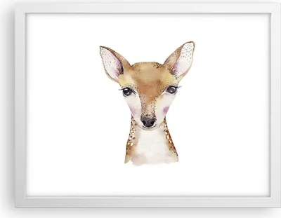 Produktbild von Gerahmtes Poster - Weißer Rahmen - Damhirschkuh Grafiken Kinder - 40x30 cm - Wand Bild - Wanddeko - Wandbilder - Kunstposter - Wandposter - Bilderrahmen - Bilder - Kunstdruck - P2WAA40x30-4449