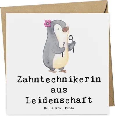 Produktbild von Mr. & Mrs. Panda Glückwunschkarte Zahntechnikerin Leidenschaft - Weiß - Geschenk, anlasskarte, Grußkarte, faltkarte, doppelkarte, Klappkarte