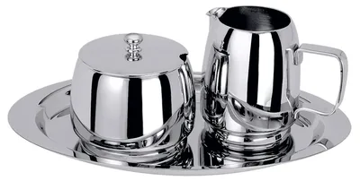 Produktbild von Zucker-Sahne-Set, aus Edelstahl 18/10, hochglänzend, schwere Qualität