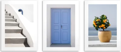 Produktbild von Elegante Poster für das Wohnzimmer im minimalistischen Stil Santorini Griechenland 3x50x70