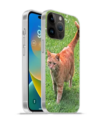 Produktbild von MuchoWow® Handyhülle Schutzhülle Hülle für Apple iPhone 14 Pro - Softcase Katze - Rot - Katze - Mädchen - Kinder - Jungen - Kind Silikon Softcase Handy Hülle - Umschlag