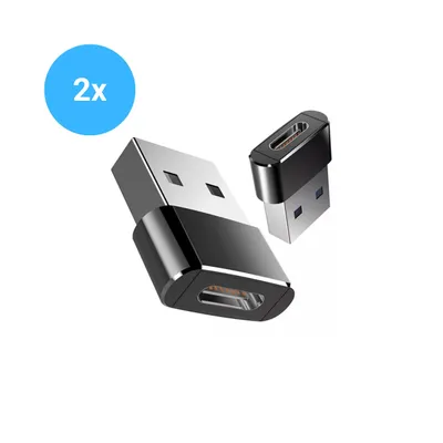 Produktbild von 2x USB-A auf USB-C Adapter – USB-C Adapter für PC, Laptop, Ladeadapter & mehr – Schwarz