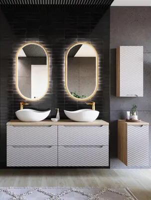 Productafbeelding van Badmeubelset 6-delig, badkameraccessoireset LAXY, eikenhout, beige, zonder wastafel