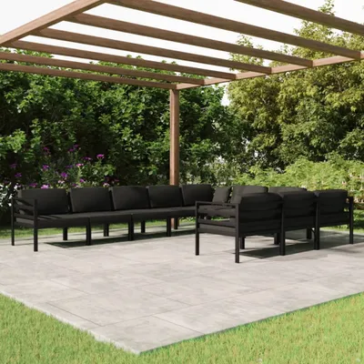 Produktbild von Maison Exclusive - 10-tlg. Garten-Lounge-Set mit Kissen Aluminium Anthrazit