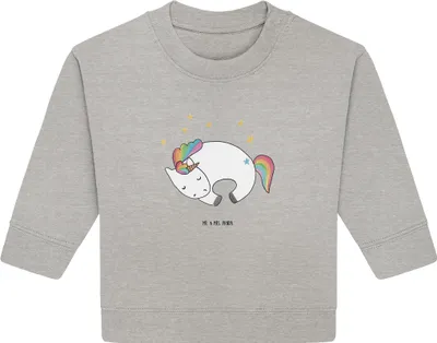 Produktbild von Mr. & Mrs. Panda Organic Baby Pullover Einhorn Nacht 6. - 12. Monat - Heather Grey - Geschenk, Einhörner, Menschen, Unicorn, Bullover, Traum